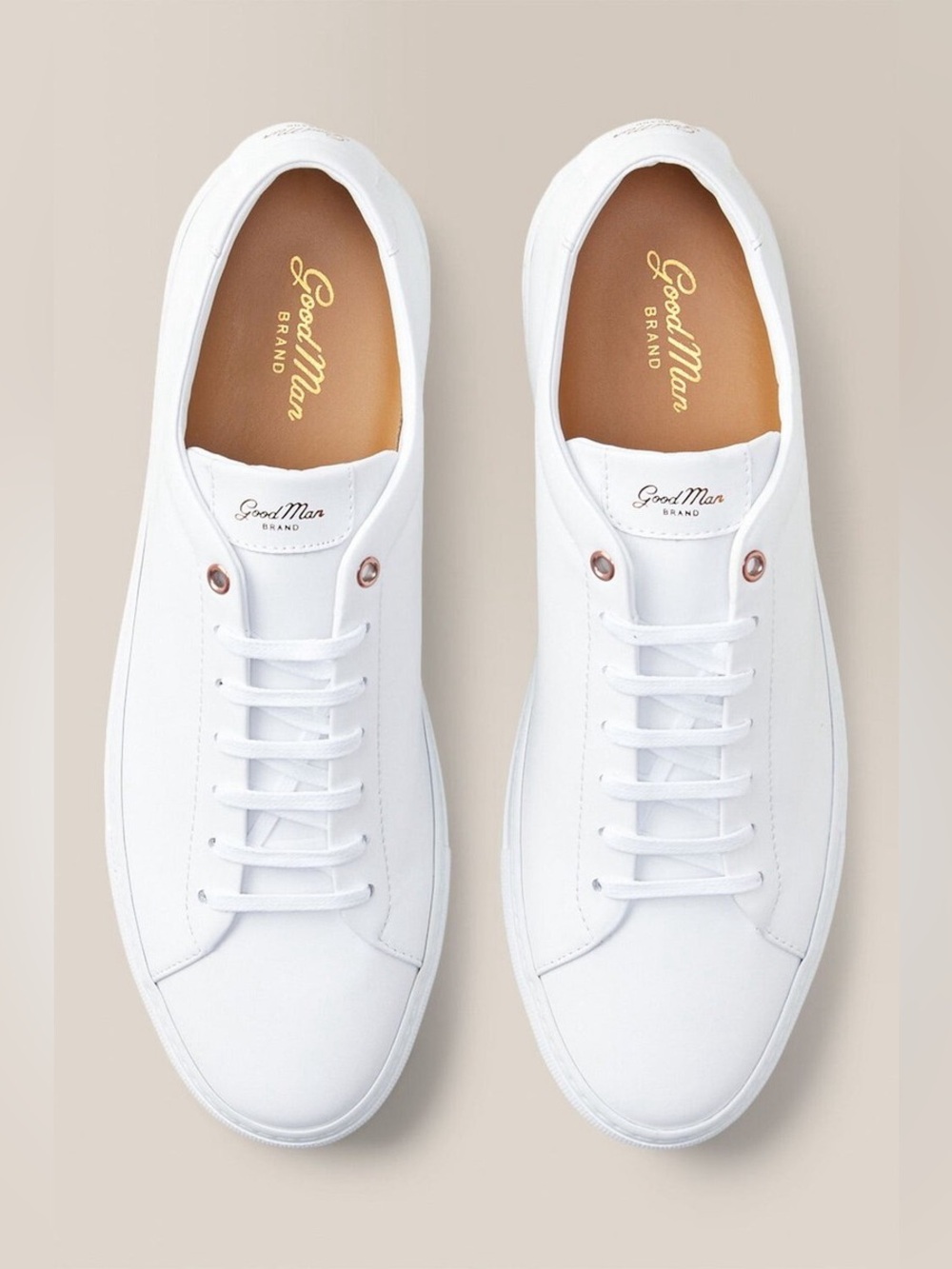 Good Man Brand Edge Triple White Nappa Leather Italy Sneaker Mens Size 9.5US